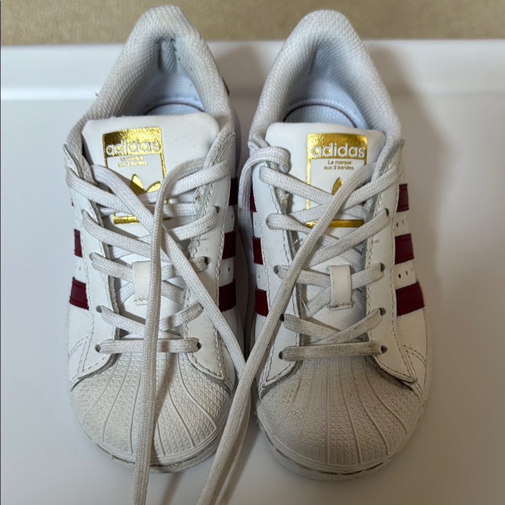 Adidas Kids White and Red Sneakers